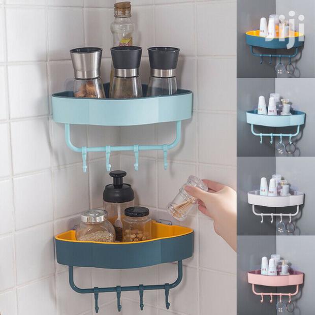 4pcs Triangular Bathroom Shelves With Hooks