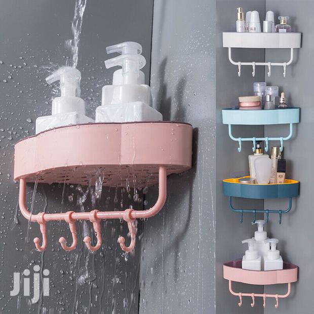 4pcs Triangular Bathroom Shelves With Hooks - thumbnail 3