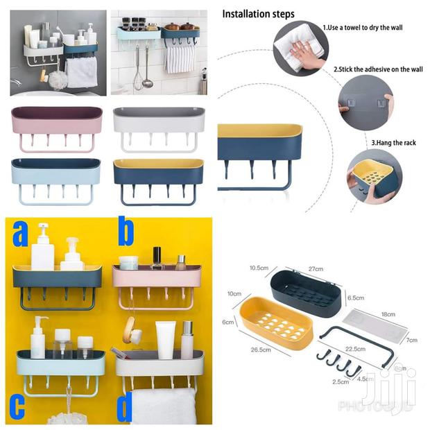4pcs Bathroom Shelves With Hooks - thumbnail 3