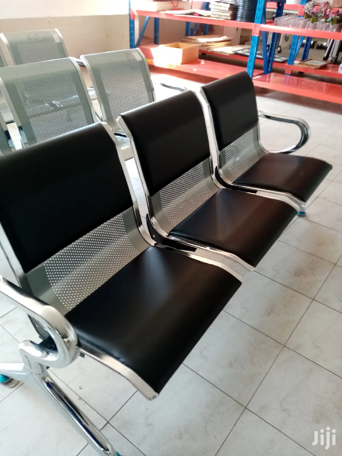 Black Padded Linked Waiting Chair