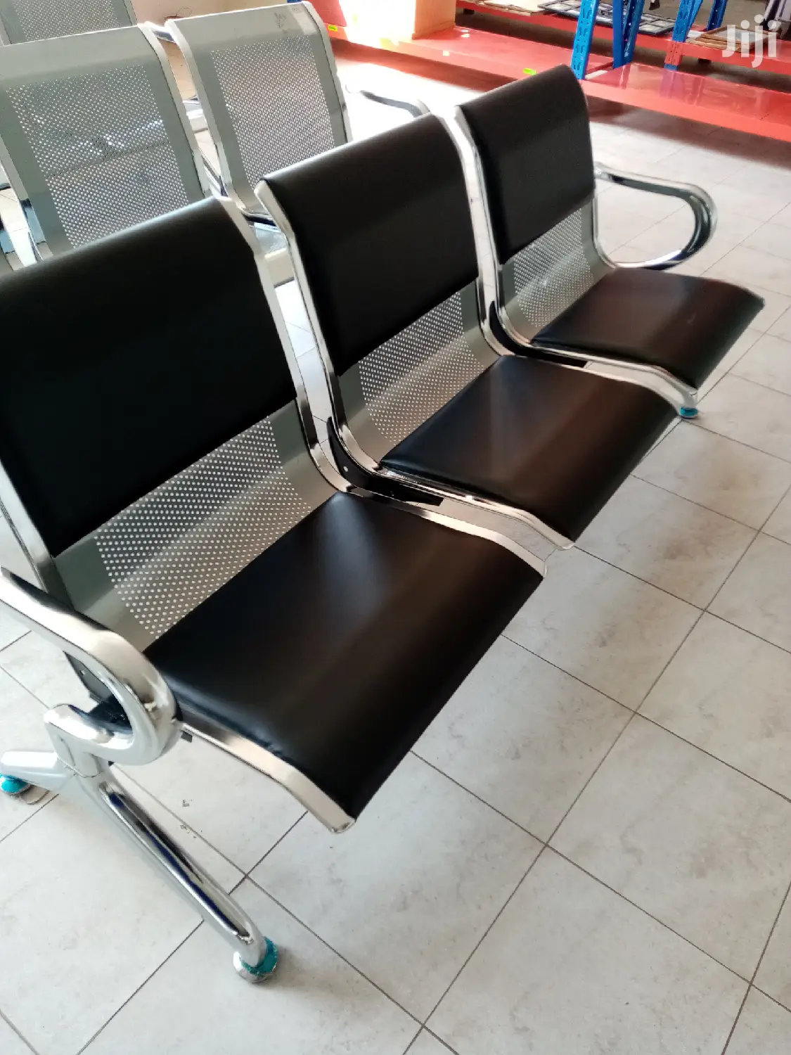 Black Padded Waiting Bench