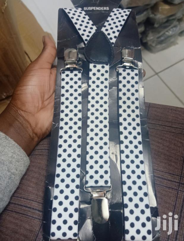 White Polycadot Suspenders - main view