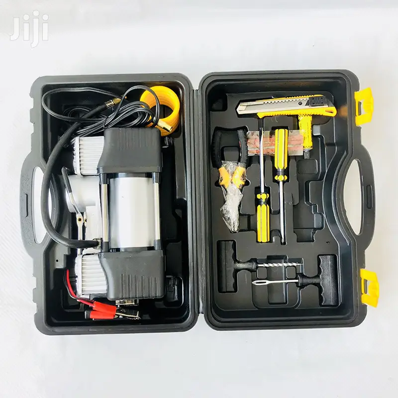 12v Double Tyre Compressor With Tyre Puncture Repair Kit
