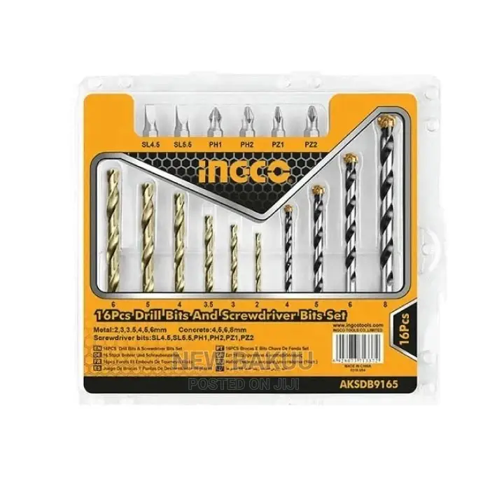 Ingco 16cs Drill Bits and Screw Driver Bit Sets