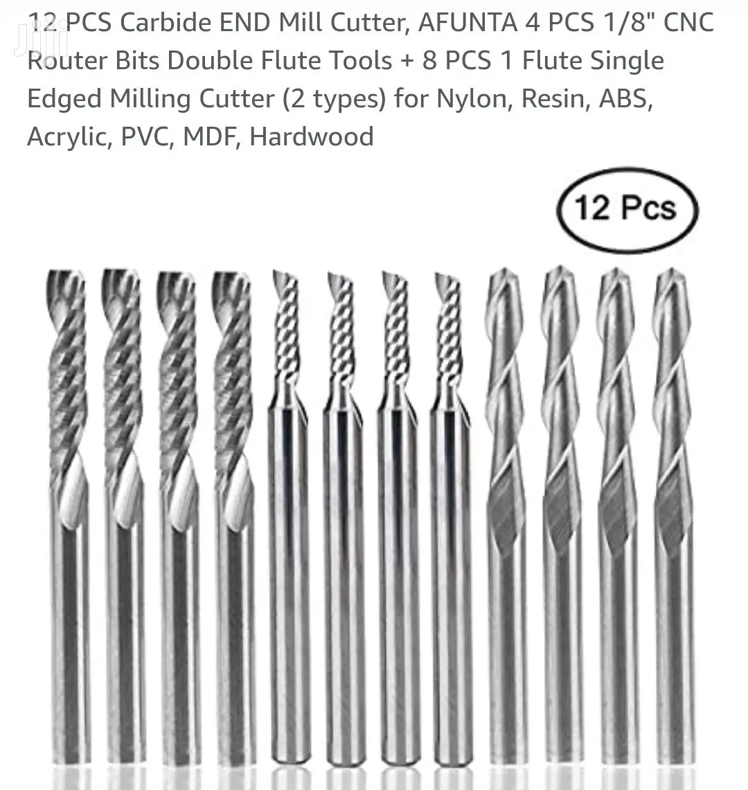 12pcs Set CNC Router Carbide 2flute Endmill Engraving Bits