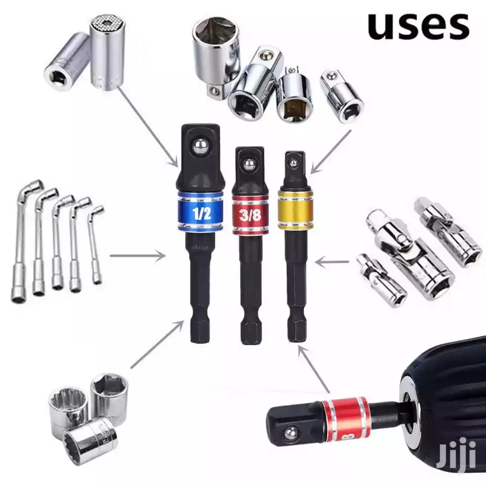 8pcs Drill Gun Angle Adaptor With Socket Bits Extensions