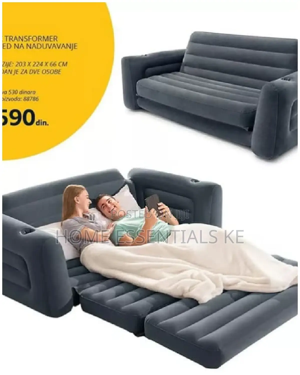 *3 Seater Pull Out Sofa With Electric Pump