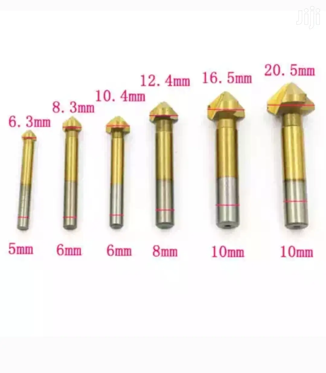 6pcs 3 Flute HSS Chamfer/Counter Sink Bits