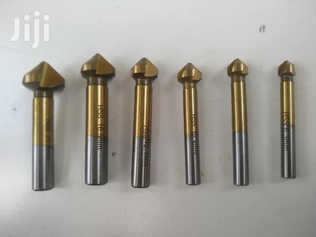 6pcs 3 Flute HSS Chamfer/Counter Sink Bits - thumbnail 2