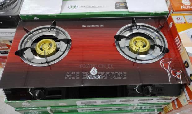 Nunix Glass Top Double Burner Gas Cooker Table Top - thumbnail 3