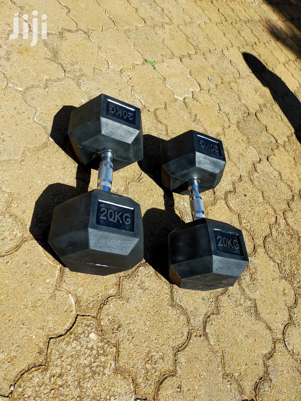 20kg Gym Dumbbell Set Hexagonal Rubber Coated Heavy Duty - main view