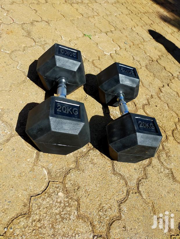 20kg Gym Dumbbell Set Hexagonal Rubber Coated Heavy Duty - thumbnail 2