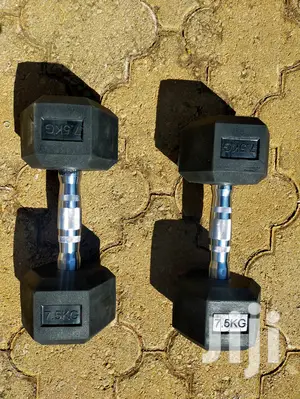7.5kg Gym Dumbbell Set Hexagon Rubber Coated