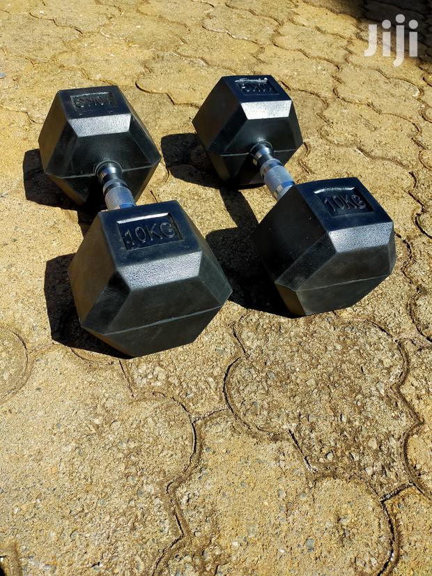 10kg Hexagon Gym Dumbbells Set Rubber Coated