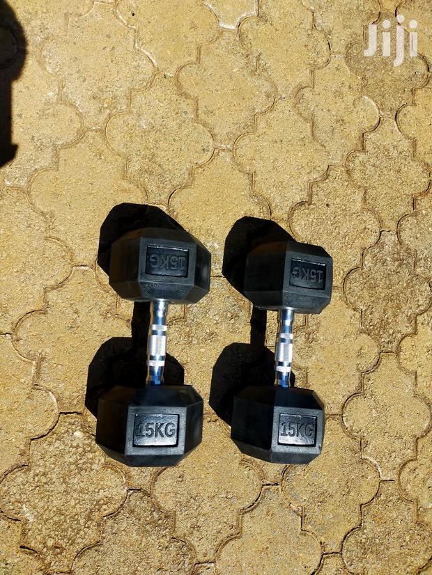 15kg G Dumbbell Hexagon Imported Hexagon Rubber Coated
