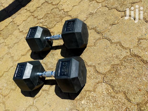 15kg G Dumbbell Hexagon Imported Hexagon Rubber Coated - thumbnail 2