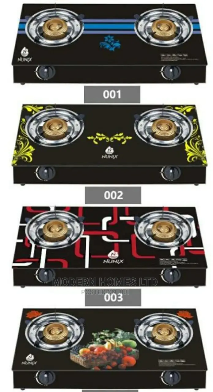 Nunix Glass Table Top Double Burner Gas Stove