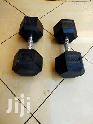 25kg Hexagon Dumbbells Rubber Coated Set - thumbnail 2