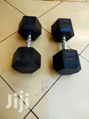 25kg Hexagon Dumbbells Rubber Coated Set