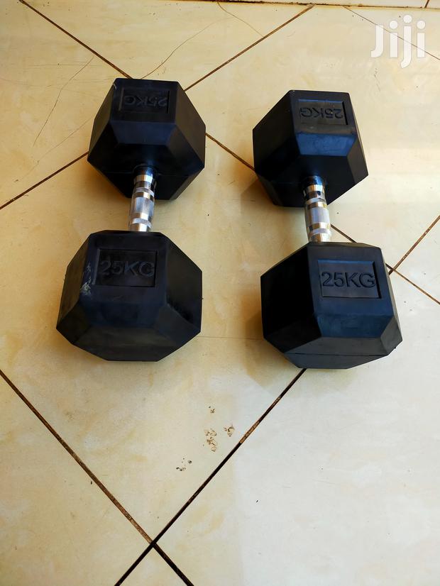 25kg Hexagon Dumbbells Rubber Coated Set - main view