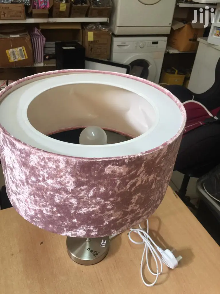 Uk-blush Pink Crushed Velvet Shade Lamp