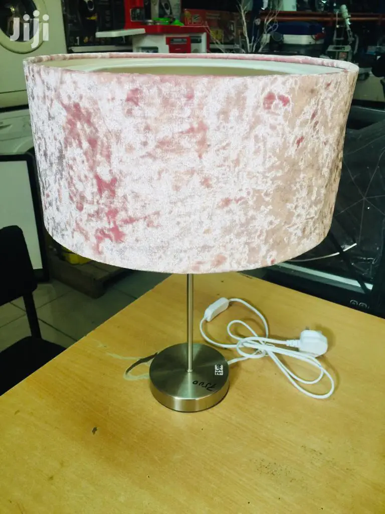 Uk-blush Pink Crushed Velvet Shade Lamp