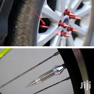 Long Impale Spike Styled Polished Aluminum Tire Valve Caps
