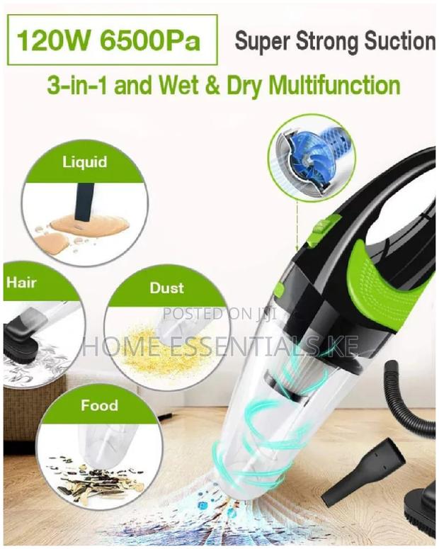 Cordless High Sunction 12V 120W USB Vacuum Car/Home Cleaner - thumbnail 2
