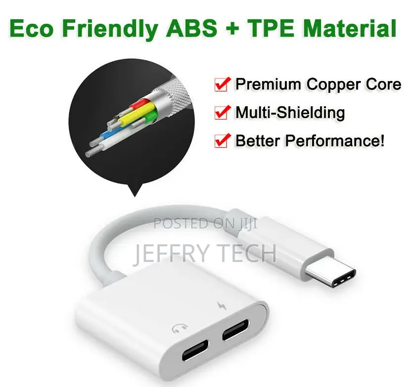 2in1 USB Type-C USB-C Headphone Jack Audio DAC Splitter Adap