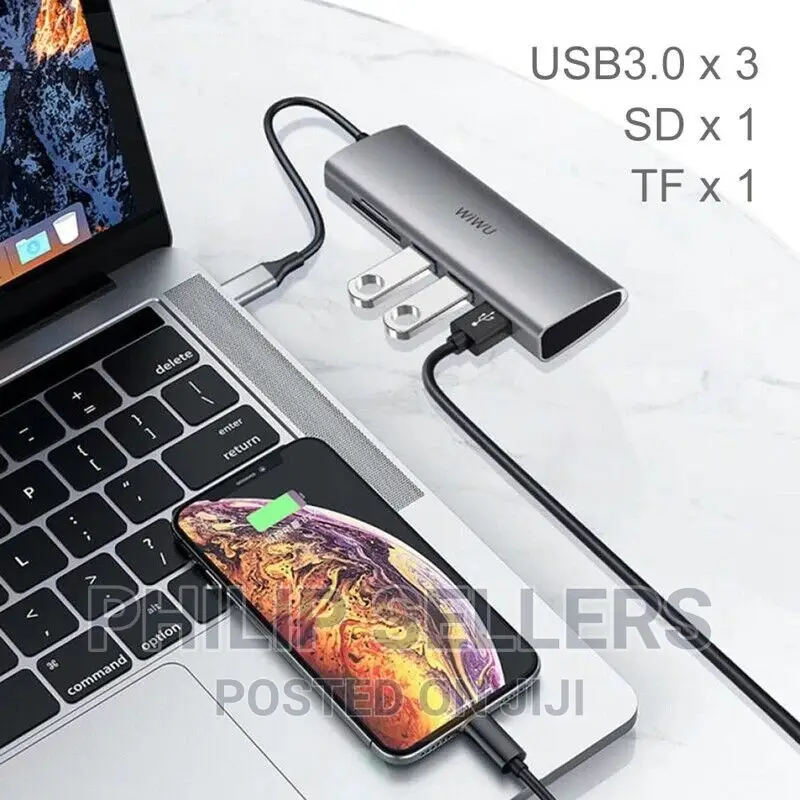 WIWU Alpha USB-C 5 in 1 Hub A532ST [USB3.0x3 + Sdx1 + Tfx1]
