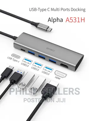 WIWU Alpha USB-C 5-In-1 Hub A531H [USB3.0*3 + HDMI*1 + Type-