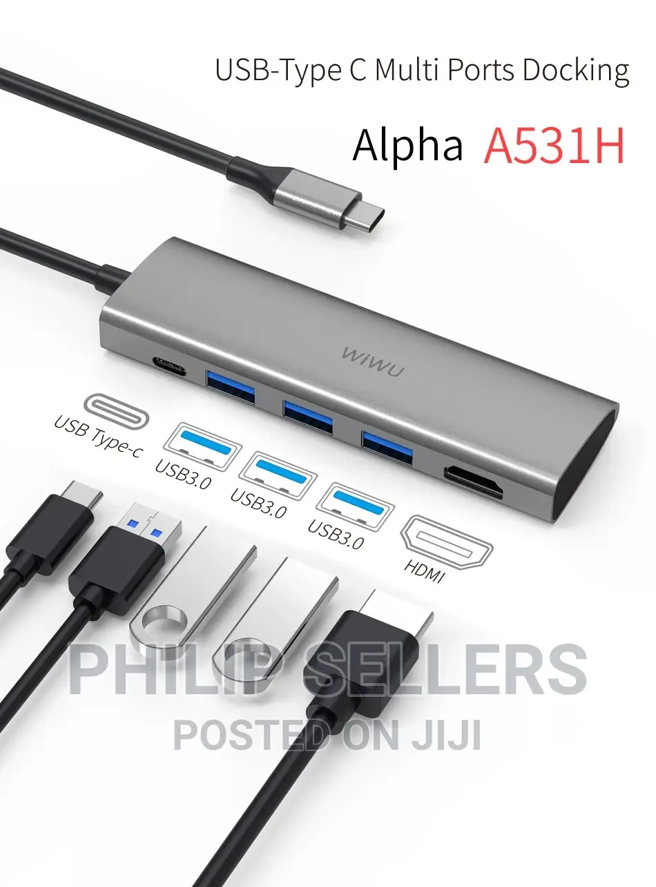 WIWU Alpha USB-C 5-In-1 Hub A531H [USB3.0*3 + HDMI*1 + Type-