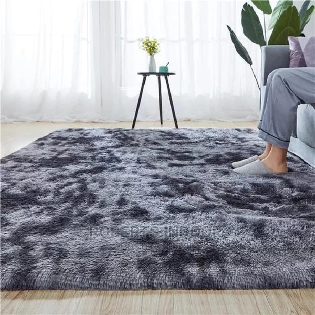 Dark Grey 5 by 8 Patched Soft Carpets - main view