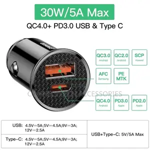 Baseus 30w Fast PD USB C Car Charger