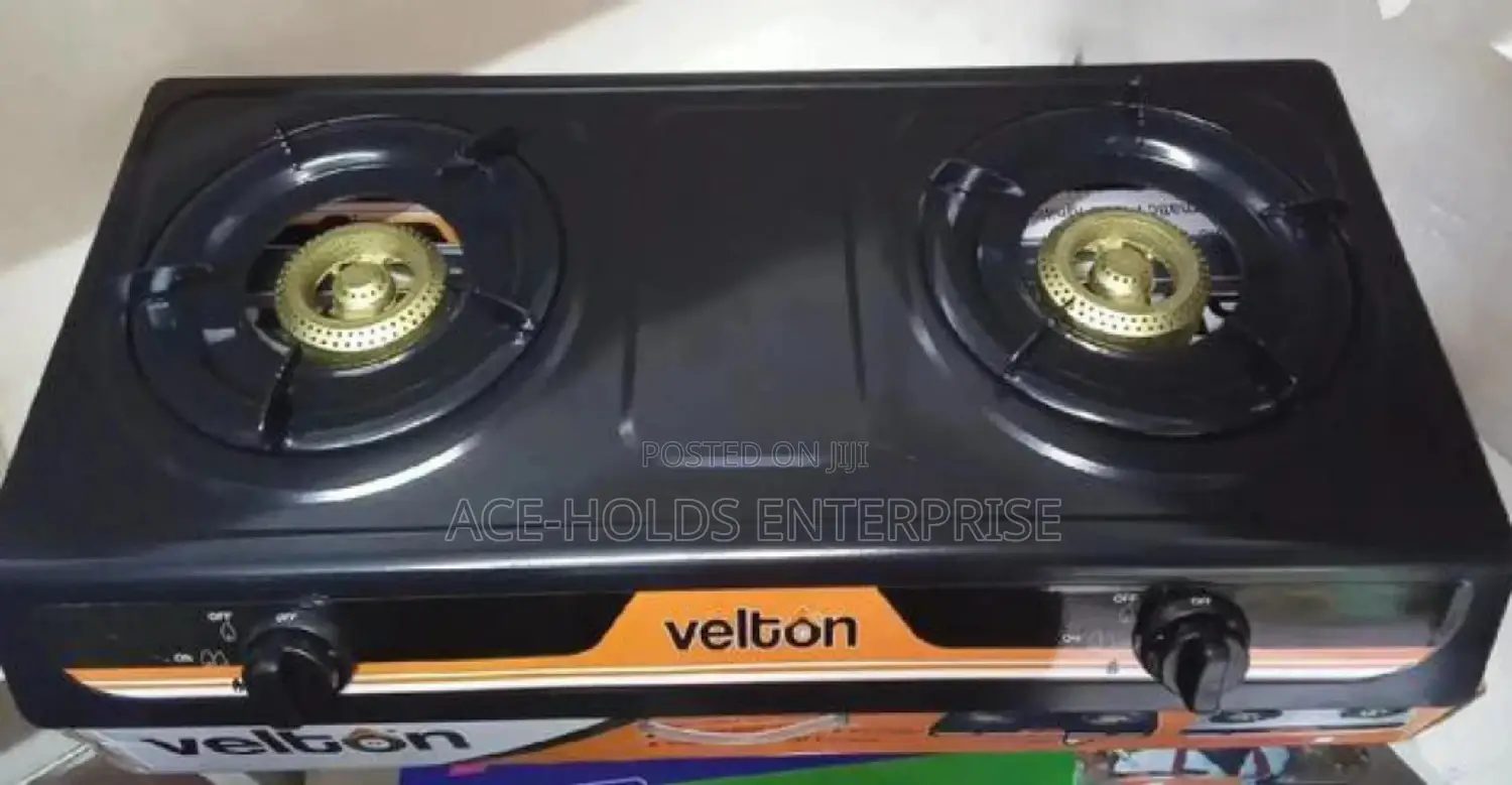 Velton Two Burner Glass Top Gas Cooker With Auto Ignition.