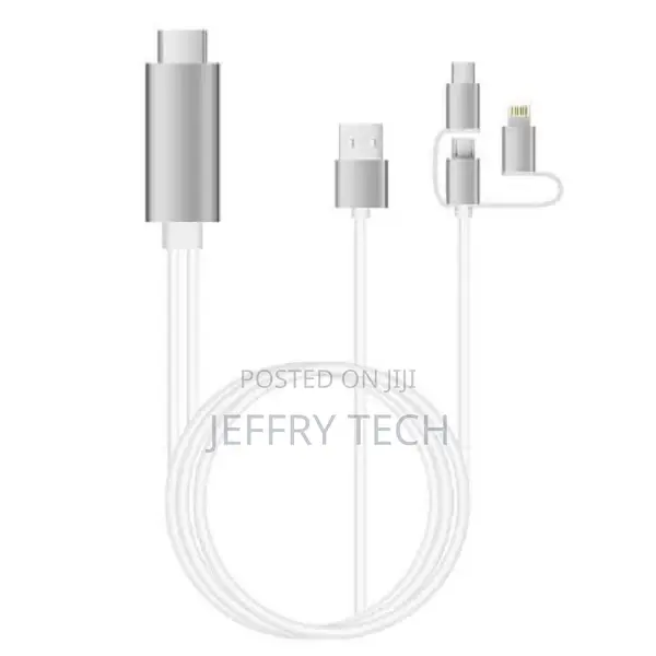 3-In-1 HDTV Cable USB to HDMI Type C With Lightning Connecto