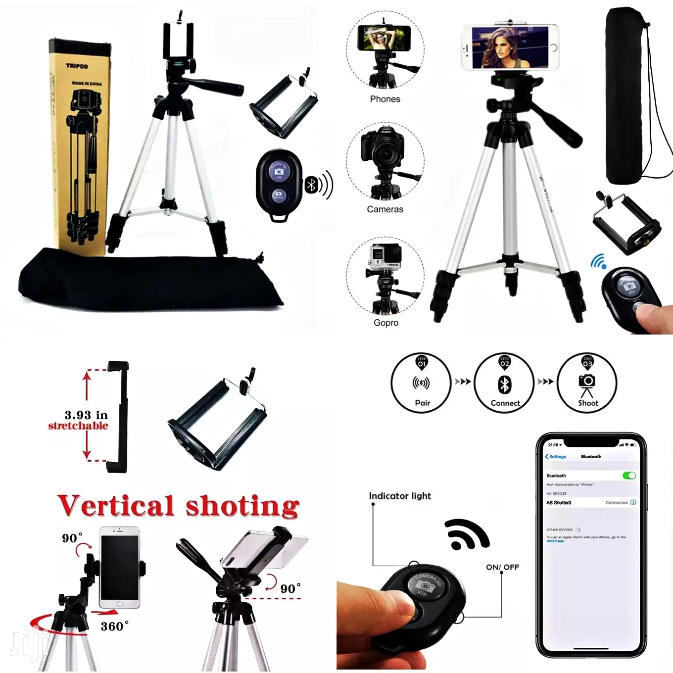 Phone and Camera Tripod + Free Bluetooth Remote