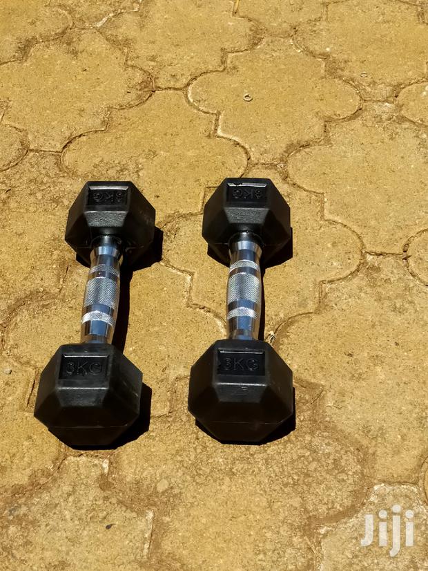 3 Kg Dumbbell Set Rubber Hexagon - main view
