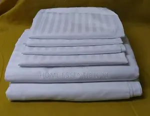 7*7 Egyptian White Stripped Bedsheet Cover Set(King Sizes)
