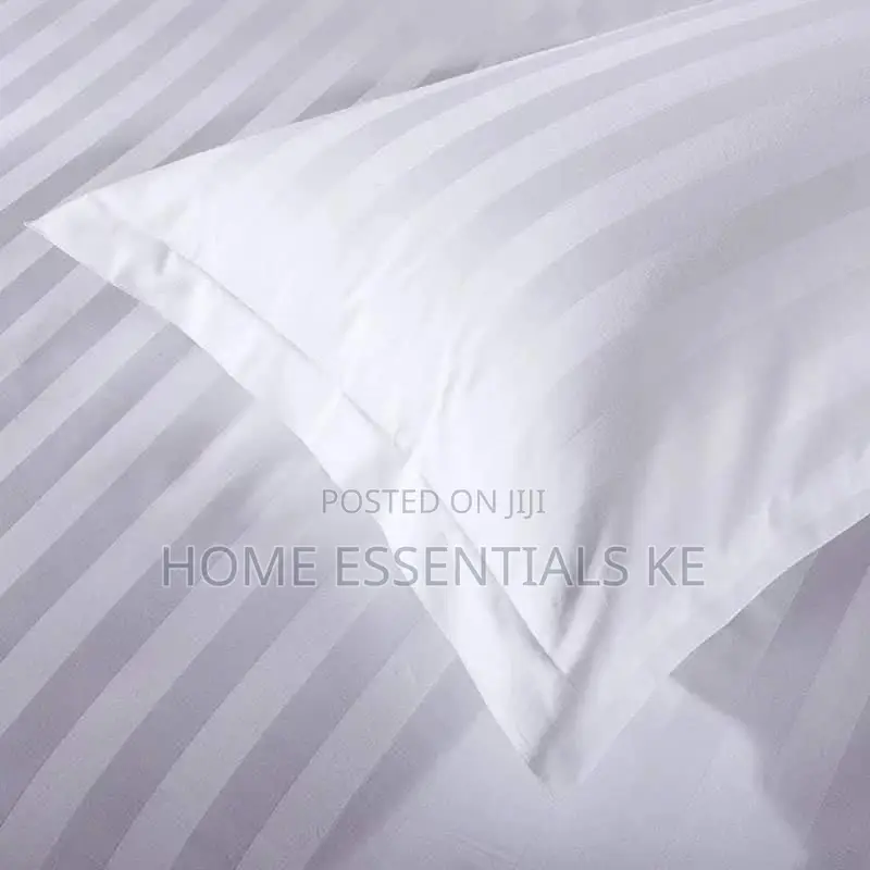 7*7 Egyptian White Stripped Bedsheet Cover Set(King Sizes)