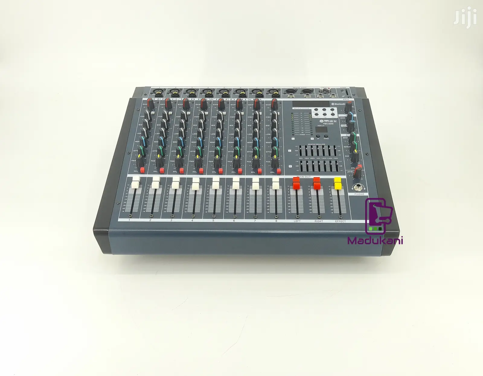 Max PMX808D 8 Channel Powered Mixer Mixing Console - Gray