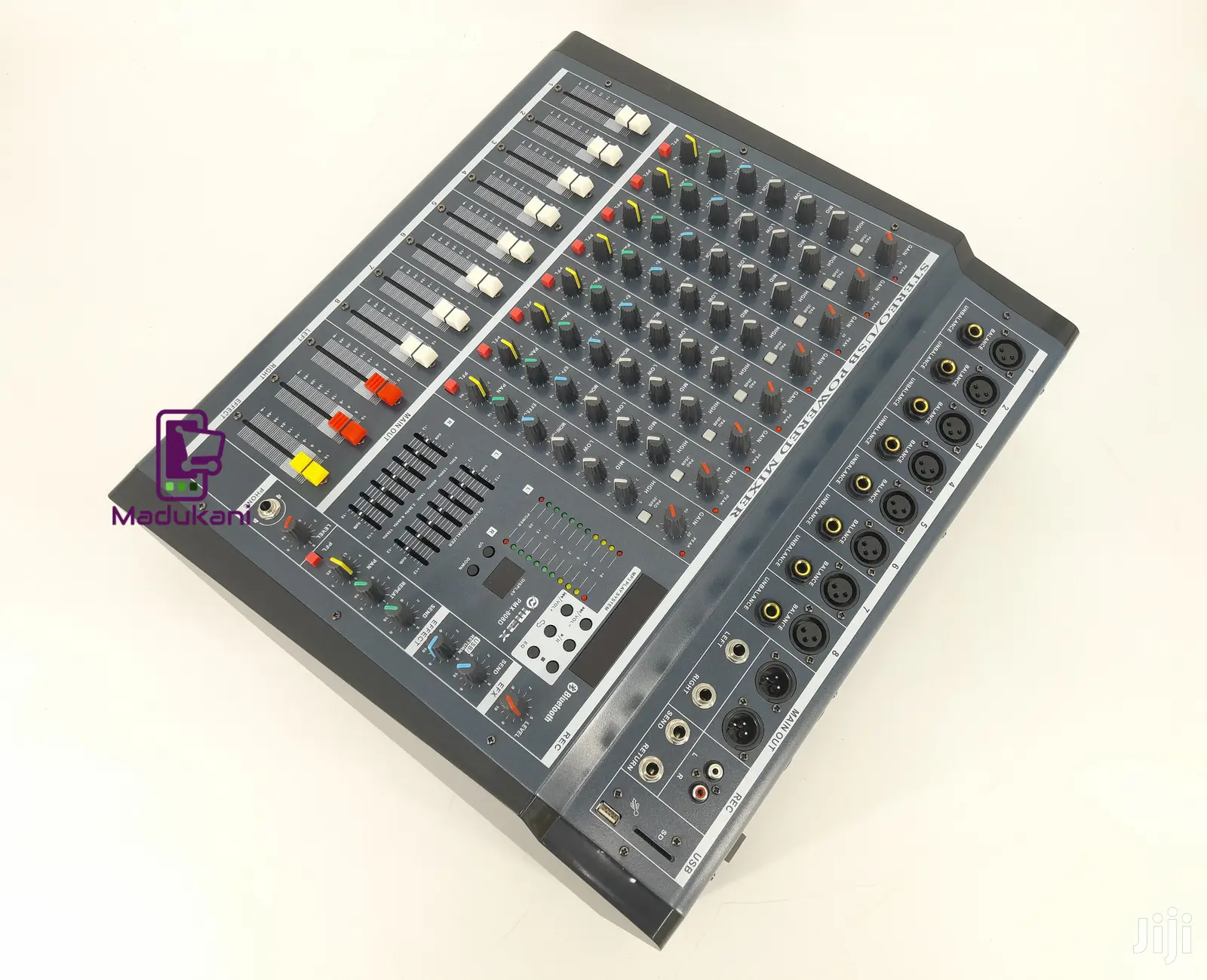 Max PMX808D 8 Channel Powered Mixer Mixing Console - Gray