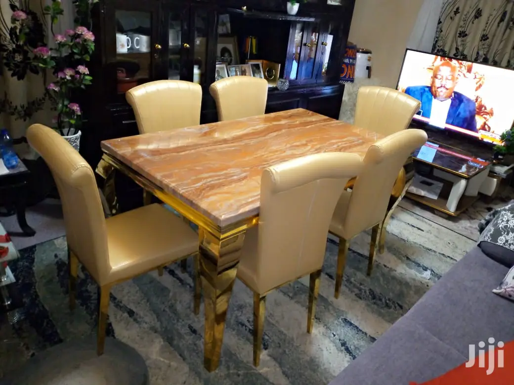6 Seater Executive Marble Dining Table Set
