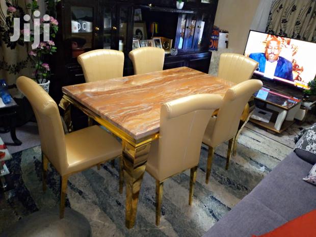 6 Seater Executive Marble Dining Table Set