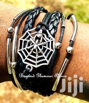 Unisex Silver Multi Layered Leather Bracelet - thumbnail 2