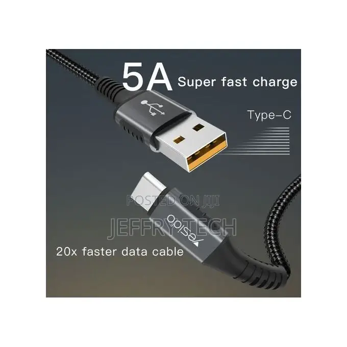 Yesido CA-36 Type-C to USB Super Fast Charge 5A Data Cable -
