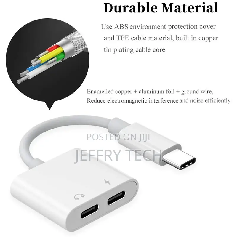 Type C Adapter 2 in 1 Splitter for Huawei Mate40 Mate30 Mate