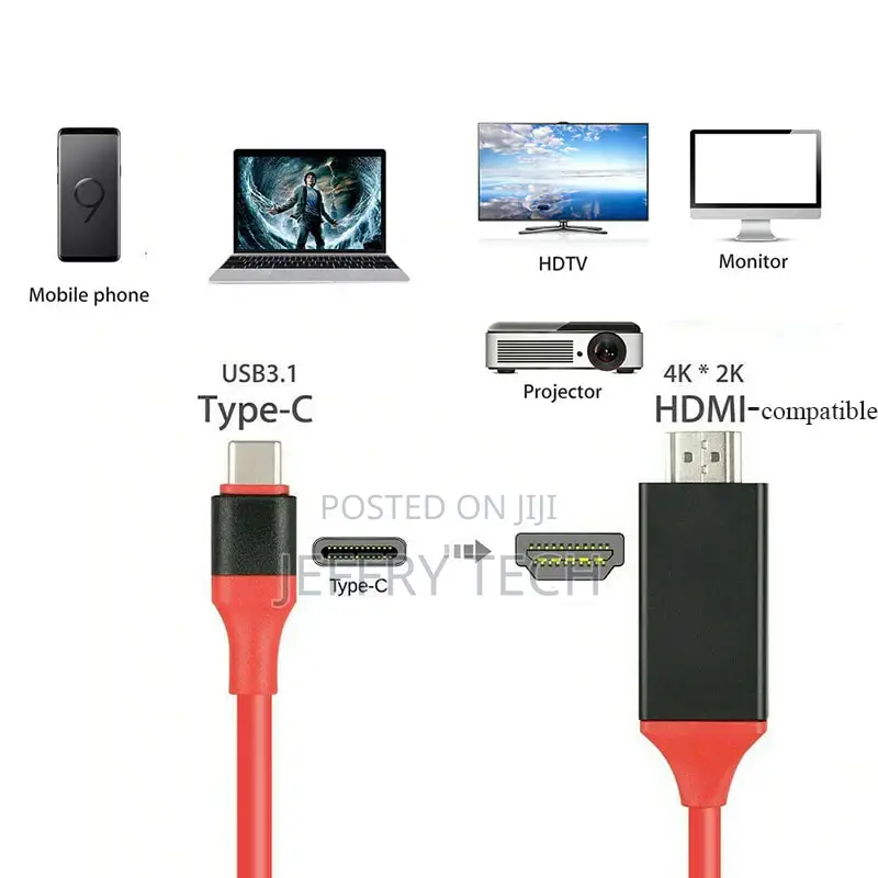 Type C to Hdmi-Compatible Cable USB 3.1 to Hdmi-Compatible 4