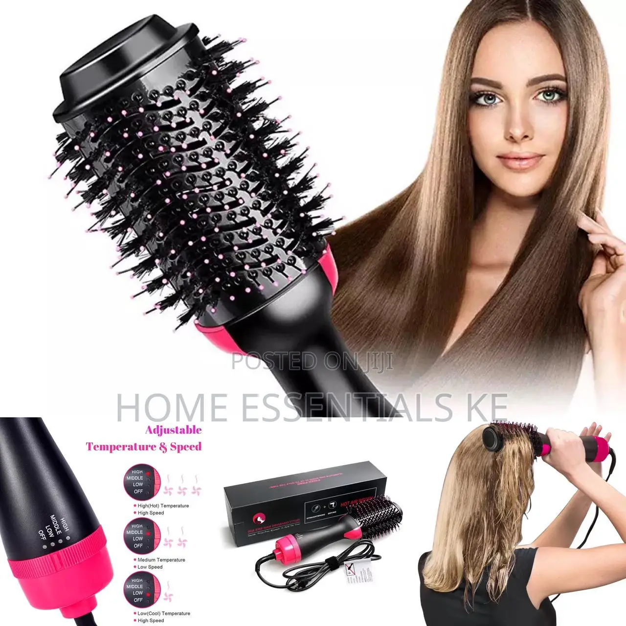 3in1 Hot Hair Brush: Dryer, Straightener, Styler