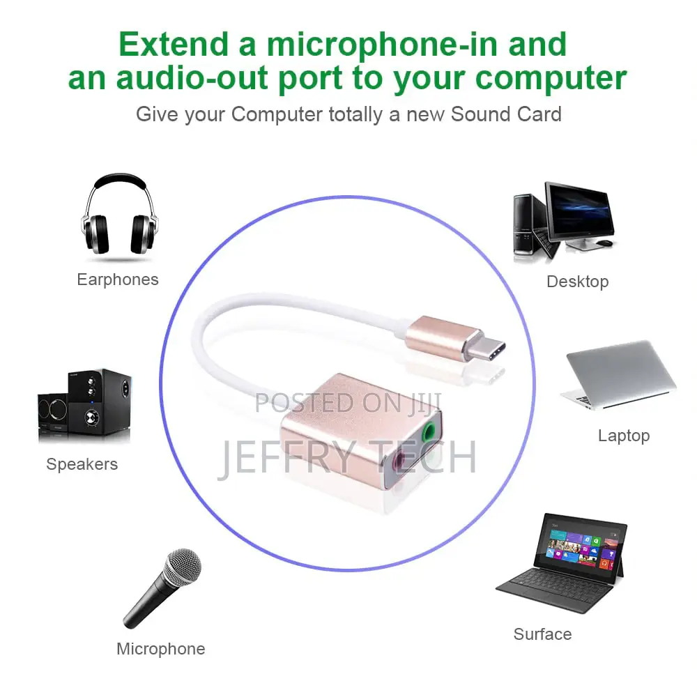 Type C USB to AUX Jack 3.5mm Earphone Adapter Audio Mic Soun